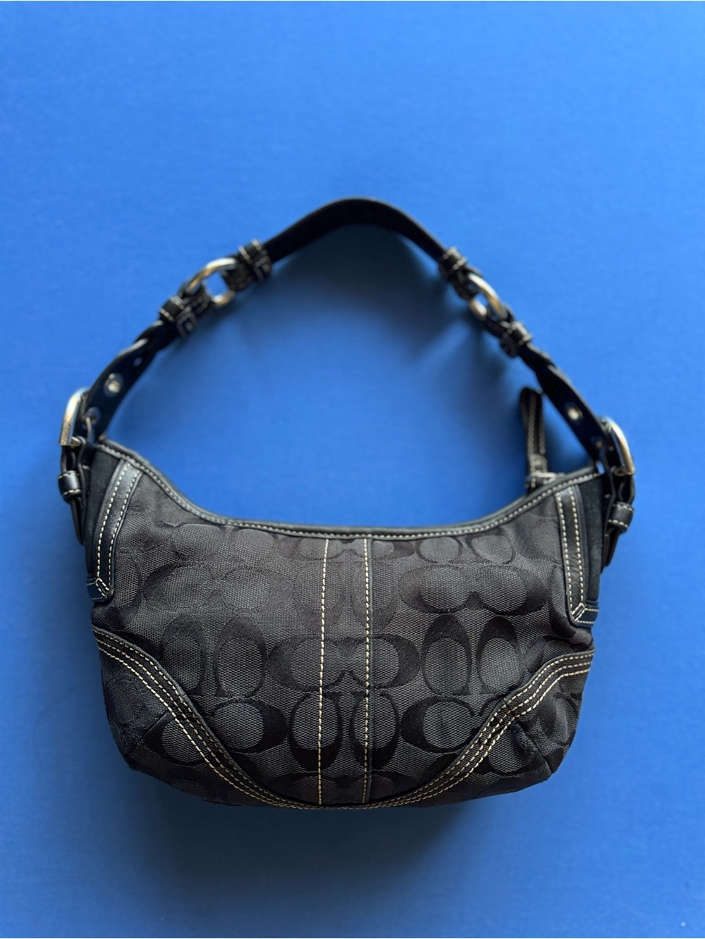Coach Black Signature Canvas Shoulder Hobo